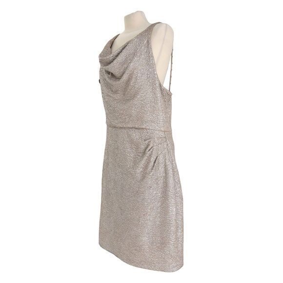 Lauren Ralph Lauren Evening Metallic Champagne Gold Cowl Jewel Strap Dress 16 - Picture 1 of 15